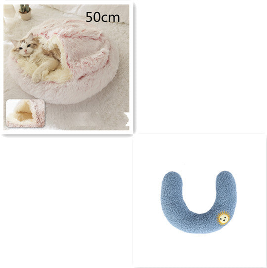 2 In 1 Dog And Cat Bed Pet Winter Bed Round Plush Warm Bed House Soft Long Plush Pets Bed Pet Products - My Store