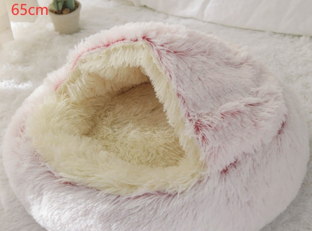 2 In 1 Dog And Cat Bed Pet Winter Bed Round Plush Warm Bed House Soft Long Plush Pets Bed Pet Products - My Store