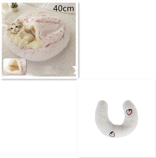 2 In 1 Dog And Cat Bed Pet Winter Bed Round Plush Warm Bed House Soft Long Plush Pets Bed Pet Products - My Store