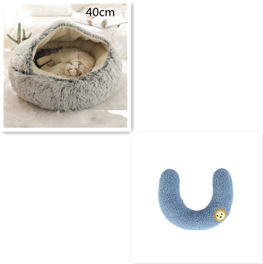 2 In 1 Dog And Cat Bed Pet Winter Bed Round Plush Warm Bed House Soft Long Plush Pets Bed Pet Products - My Store