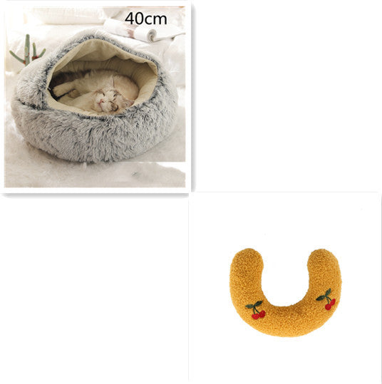 2 In 1 Dog And Cat Bed Pet Winter Bed Round Plush Warm Bed House Soft Long Plush Pets Bed Pet Products - My Store