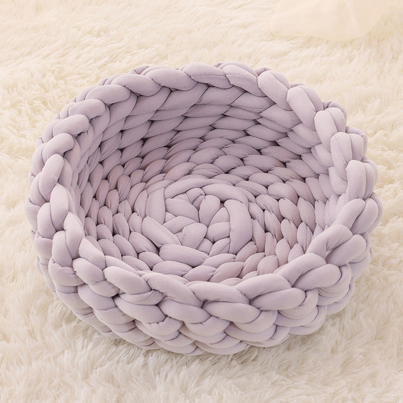 Cat House Cushion Soft Long Plush Warm Pet Mat Cute Kennel Cat Sleeping Basket Bed Round Fluffy Comfortable Touch Pet Products - My Store