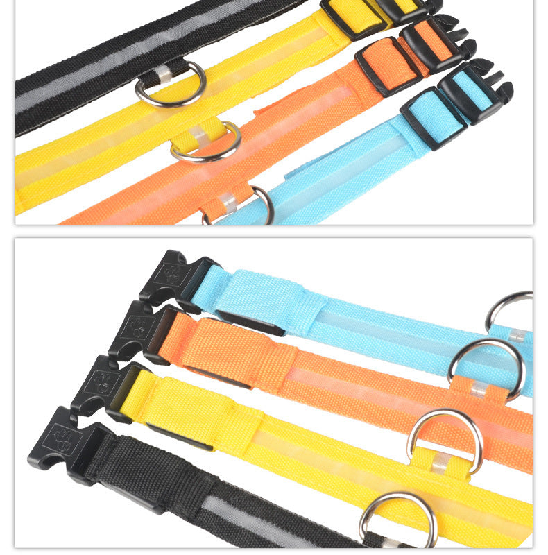 Nylon LED Pet Dog Luminous Collar Night Safety Flashing Glow in Dark Dog Cat Leash Adjustable Pet Supplies - My Store
