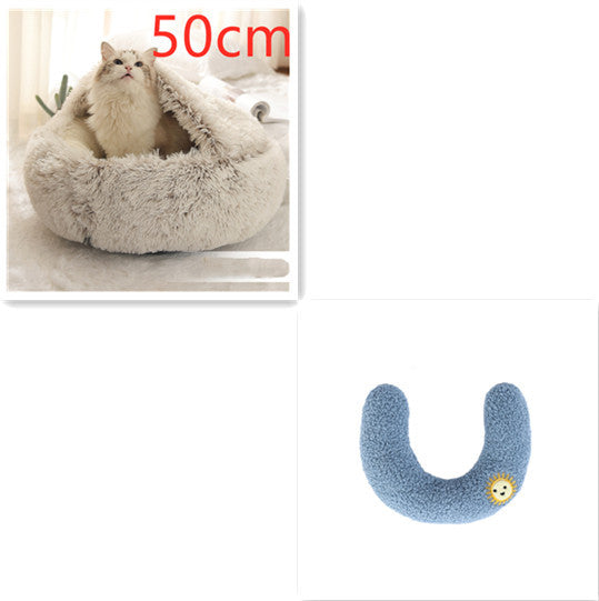 2 In 1 Dog And Cat Bed Pet Winter Bed Round Plush Warm Bed House Soft Long Plush Pets Bed Pet Products - My Store