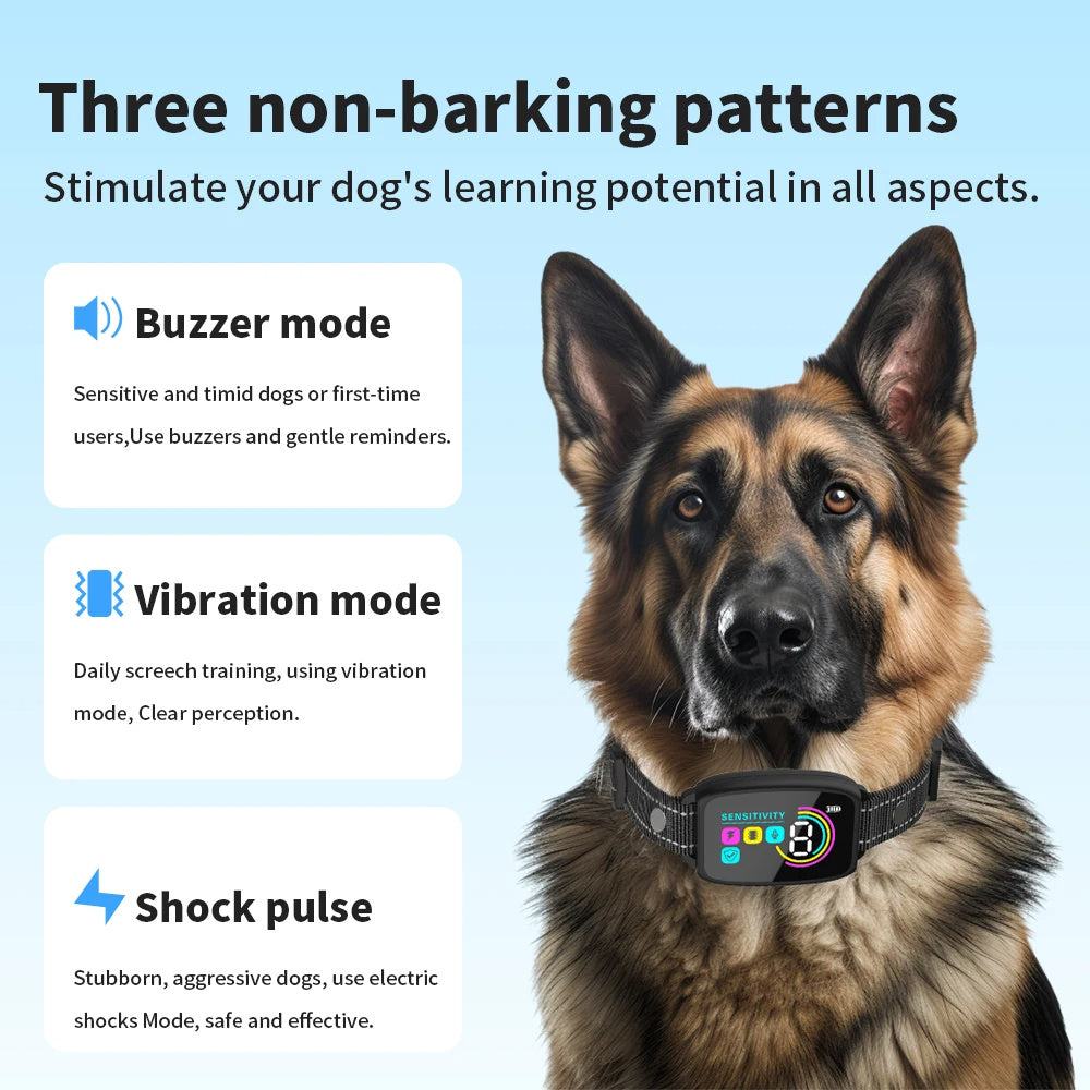 Smart Automatic Anti Barking Dog Collar Rechargeable Bark Stopper Stop Barking HD Digital Display IP67 Waterproof Collar For Dogs Pet Products - My Store