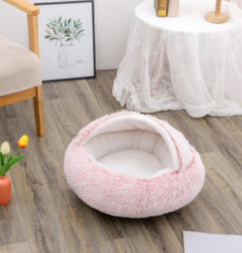 2 In 1 Dog And Cat Bed Pet Winter Bed Round Plush Warm Bed House Soft Long Plush Pets Bed Pet Products - My Store