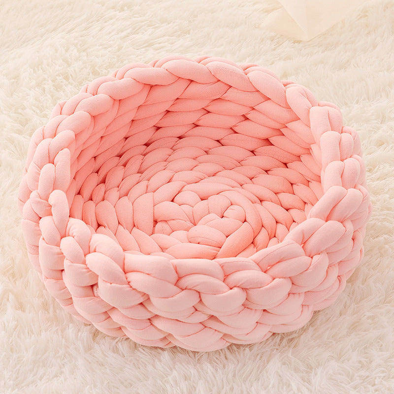 Cat House Cushion Soft Long Plush Warm Pet Mat Cute Kennel Cat Sleeping Basket Bed Round Fluffy Comfortable Touch Pet Products - My Store