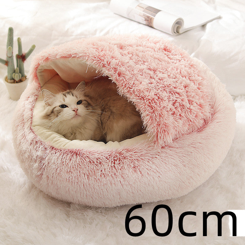 2 In 1 Dog And Cat Bed Pet Winter Bed Round Plush Warm Bed House Soft Long Plush Pets Bed Pet Products - My Store