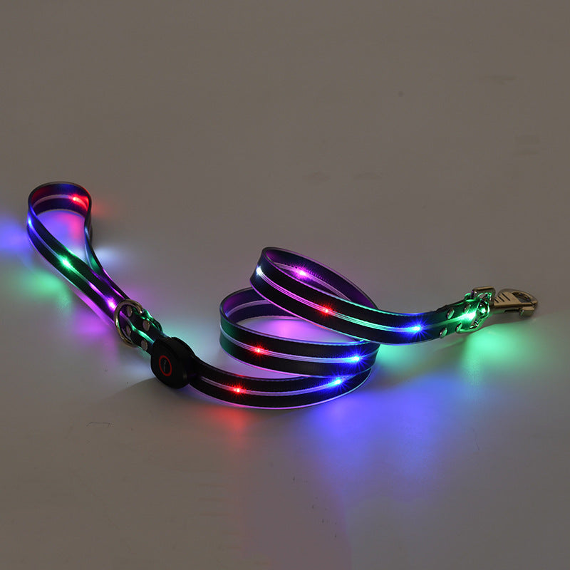 LED Luminous Collar Rechargeable Pet Collar Nylon Tow Rope - My Store