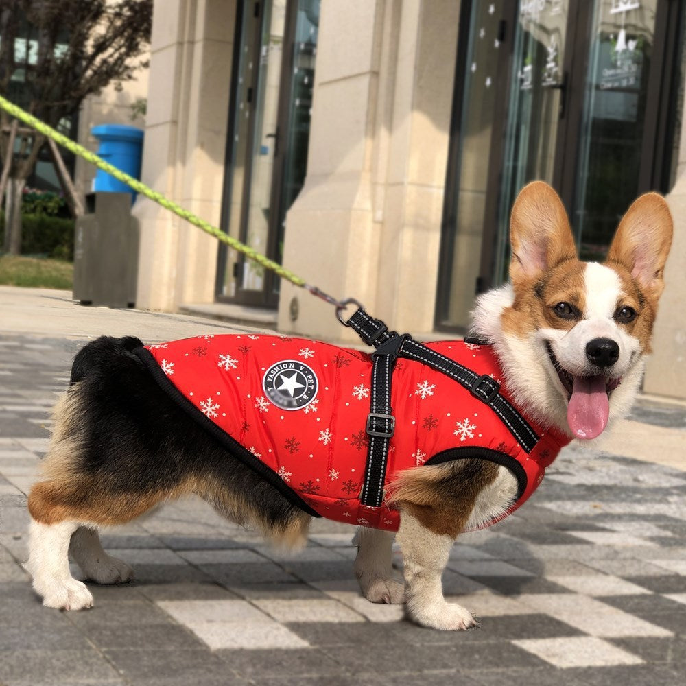 Christmas Dog Waterproof Reflective Belt Chest And Back Autumn And Winter Warm Pet Clothes - My Store