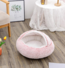 2 In 1 Dog And Cat Bed Pet Winter Bed Round Plush Warm Bed House Soft Long Plush Pets Bed Pet Products - My Store