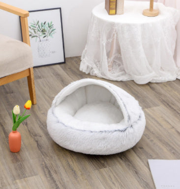 2 In 1 Dog And Cat Bed Pet Winter Bed Round Plush Warm Bed House Soft Long Plush Pets Bed Pet Products - My Store