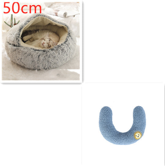 2 In 1 Dog And Cat Bed Pet Winter Bed Round Plush Warm Bed House Soft Long Plush Pets Bed Pet Products - My Store