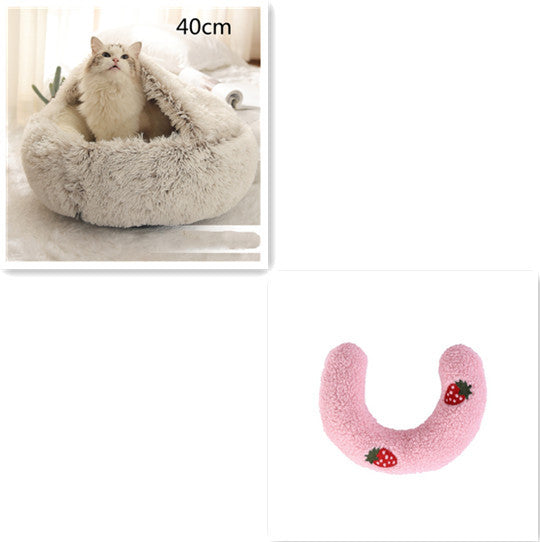 2 In 1 Dog And Cat Bed Pet Winter Bed Round Plush Warm Bed House Soft Long Plush Pets Bed Pet Products - My Store