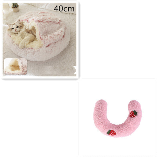 2 In 1 Dog And Cat Bed Pet Winter Bed Round Plush Warm Bed House Soft Long Plush Pets Bed Pet Products - My Store