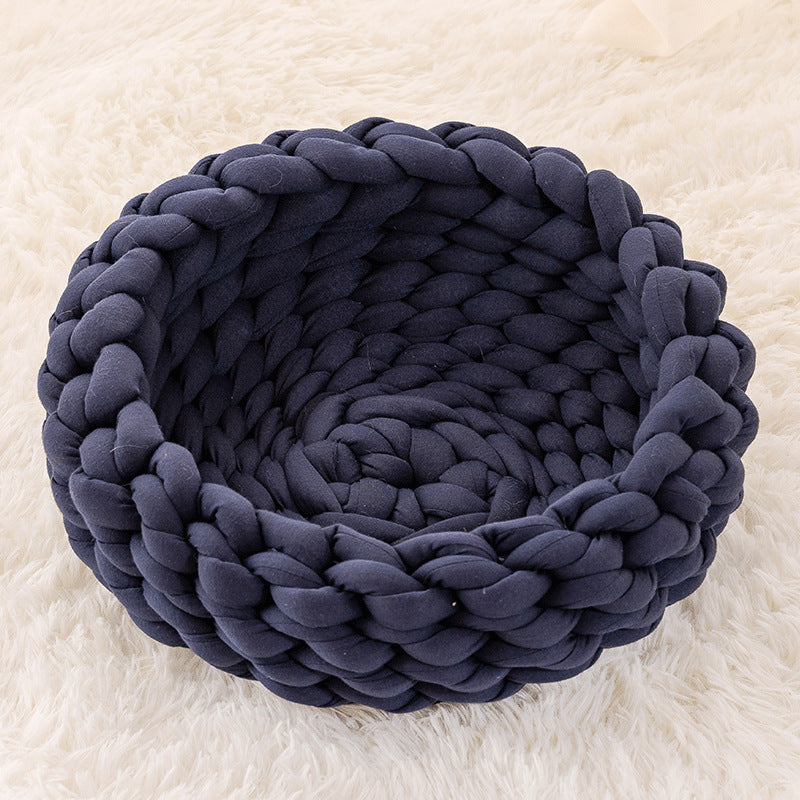Cat House Cushion Soft Long Plush Warm Pet Mat Cute Kennel Cat Sleeping Basket Bed Round Fluffy Comfortable Touch Pet Products - My Store