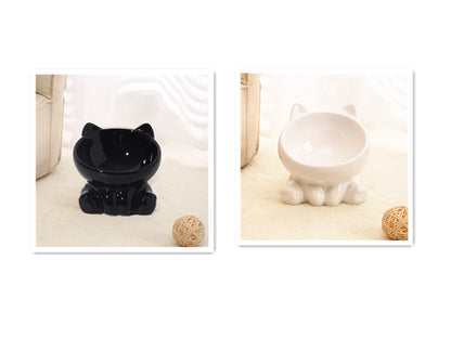 Ceramic Cat Bowl Cat Bowl Cat Food Bowl Neck Guard Oblique Mouth Dog Bowl Pet Bowl - My Store