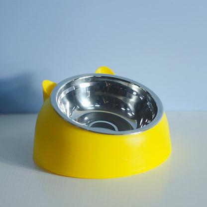 Stainless Steel Dog Bowl Double Bowl Cervical Protection Oblique Mouth Hot Pet Food Basin Supplies - My Store