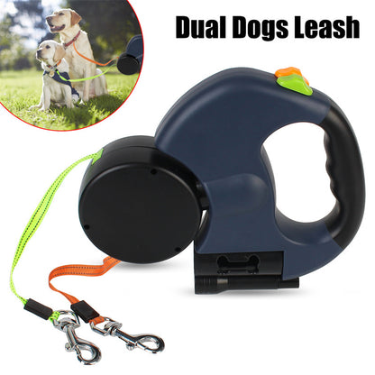 Retractable Dog Leash For Small Dogs Reflective Dual Pet Leash Lead 360 Swivel No Double Dog Walking Leash With Lights Pet Products - My Store