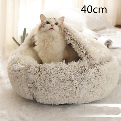 2 In 1 Dog And Cat Bed Pet Winter Bed Round Plush Warm Bed House Soft Long Plush Pets Bed Pet Products - My Store