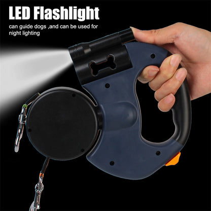 Retractable Dog Leash For Small Dogs Reflective Dual Pet Leash Lead 360 Swivel No Double Dog Walking Leash With Lights Pet Products - My Store