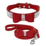 Rhinestone Bling Leather Dog Cat Collar & Leash - My Store
