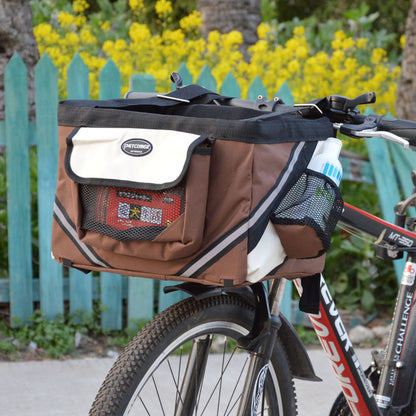 Pet Bicycle Carrier Cat Dog Bicycle Bag Bike Removable Basket Handlebar Front Basket Small Cat Dog Carrier - My Store
