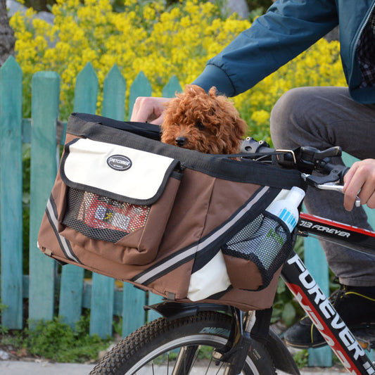 Pet Bicycle Carrier Cat Dog Bicycle Bag Bike Removable Basket Handlebar Front Basket Small Cat Dog Carrier - My Store