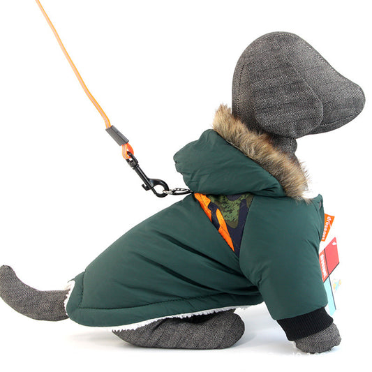 Dog Autumn And Winter Clothes Vest Hoodie Two-Legged Plush Jacket Warm Coat Jacket - My Store