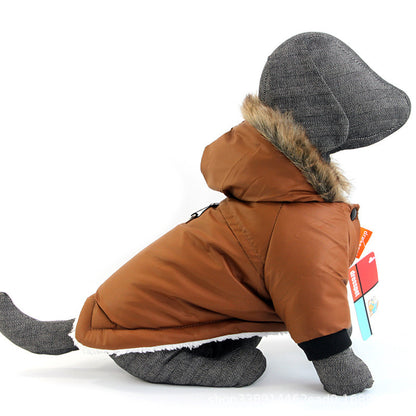 Dog Autumn And Winter Clothes Vest Hoodie Two-Legged Plush Jacket Warm Coat Jacket - My Store