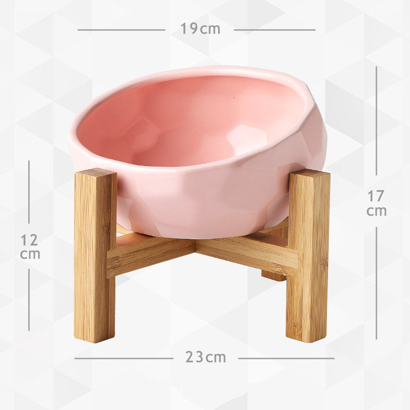 Yuanmiao Cat Bowl Ceramic Cat Food Bowl Protect Cervical Spine Cat Double Bowl Dog Water Bowl Food Bowl Dog Bowl Pet Bowl - My Store