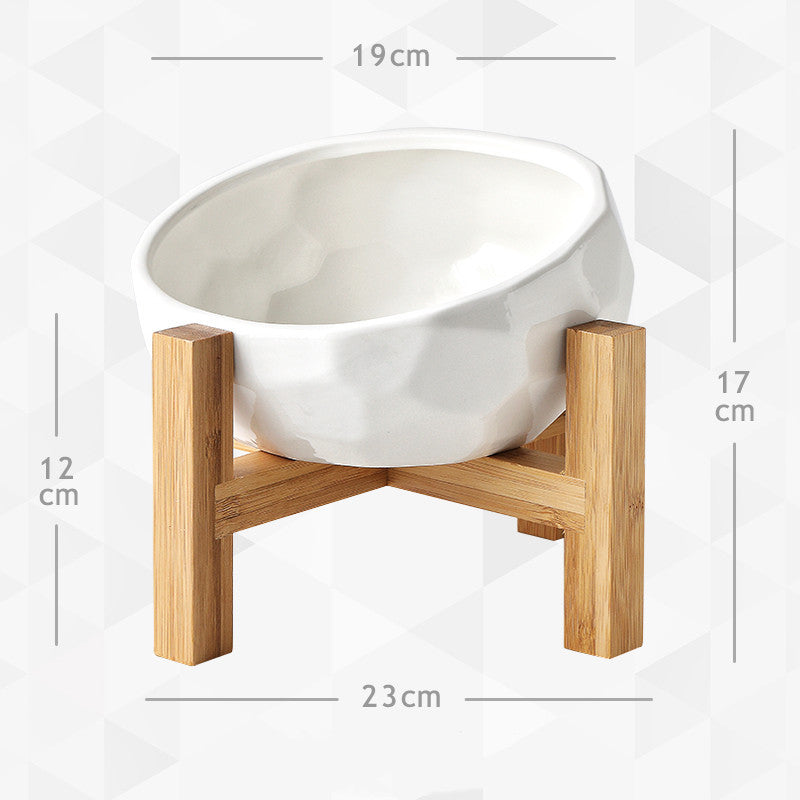 Yuanmiao Cat Bowl Ceramic Cat Food Bowl Protect Cervical Spine Cat Double Bowl Dog Water Bowl Food Bowl Dog Bowl Pet Bowl - My Store