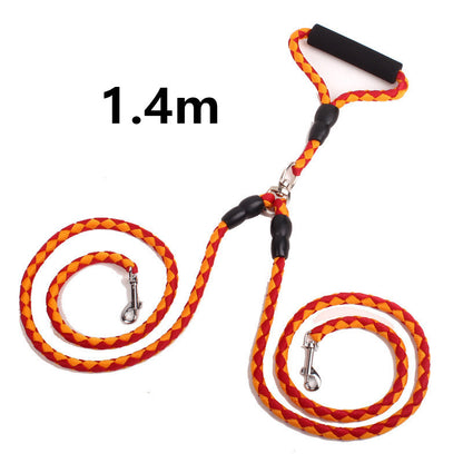 Double-Ended Traction Rope For Walking The Dog Hand-Double-Ended Traction Rope One Plus Two Leash Collar Pet Supplies Dog Collar - My Store