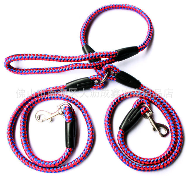 Double-Ended Traction Rope For Walking The Dog Hand-Double-Ended Traction Rope One Plus Two Leash Collar Pet Supplies Dog Collar - My Store
