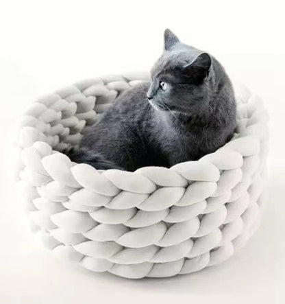 Cat House Cushion Soft Long Plush Warm Pet Mat Cute Kennel Cat Sleeping Basket Bed Round Fluffy Comfortable Touch Pet Products - My Store