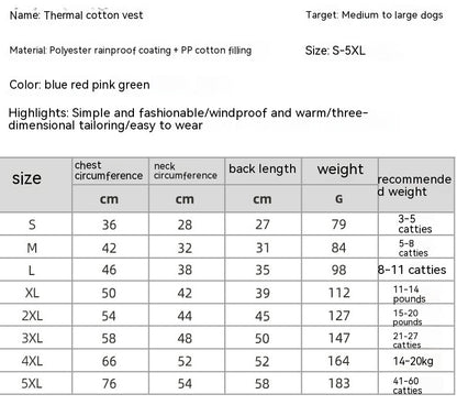 Waterproof Dog Clothes Pet Coat Winter Thermal Vest - My Store
