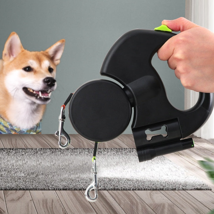 Retractable Dog Leash For Small Dogs Reflective Dual Pet Leash Lead 360 Swivel No Double Dog Walking Leash With Lights Pet Products - My Store
