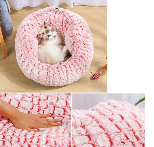 Pet Bed Soft Non-Slip Plush Kennel Round Cat Dog Nest Cushion - My Store