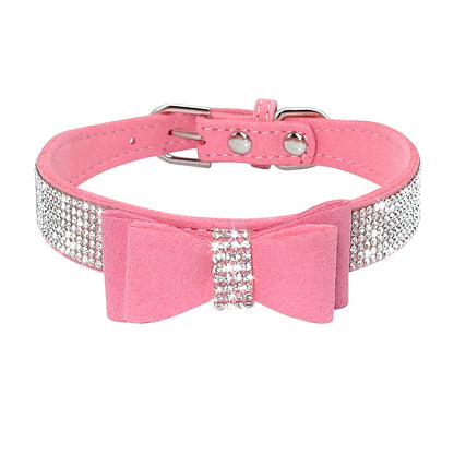 Shiny Hot Rhinestone Dog Cat Comfortable Korean Velvet Pet Leash - My Store