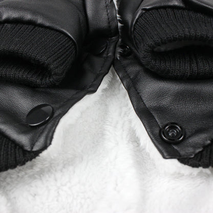 Autumn And Winter Clothes Dog Fur Collar Leather Coat - My Store