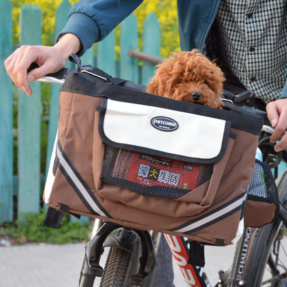 Pet Bicycle Carrier Cat Dog Bicycle Bag Bike Removable Basket Handlebar Front Basket Small Cat Dog Carrier - My Store