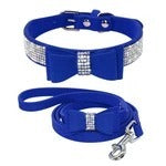 Rhinestone Bling Leather Dog Cat Collar & Leash - My Store