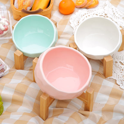 Yuanmiao Cat Bowl Ceramic Cat Food Bowl Protect Cervical Spine Cat Double Bowl Dog Water Bowl Food Bowl Dog Bowl Pet Bowl - My Store