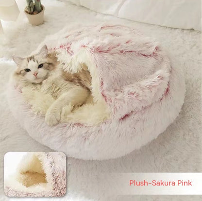 2 In 1 Dog And Cat Bed Pet Winter Bed Round Plush Warm Bed House Soft Long Plush Pets Bed Pet Products - My Store
