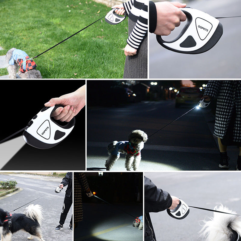 Pet Dog Automatic Retractable Fiber Leash Night Safety LED Shining Automatic Stretching Dog Hand Holding Rope Pet Supplies - My Store
