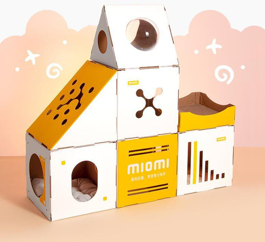 Castle Corrugated Paper Cat House Villa Carton Wear-Resistant Cat Litter - My Store