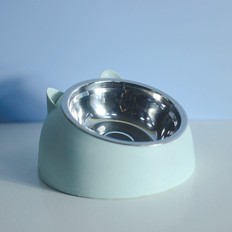Stainless Steel Dog Bowl Double Bowl Cervical Protection Oblique Mouth Hot Pet Food Basin Supplies - My Store