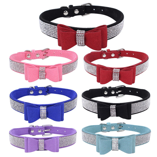 Rhinestone Bling Leather Dog Cat Collar & Leash - My Store