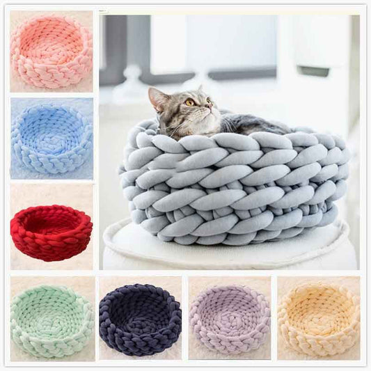 Cat House Cushion Soft Long Plush Warm Pet Mat Cute Kennel Cat Sleeping Basket Bed Round Fluffy Comfortable Touch Pet Products - My Store