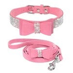 Rhinestone Bling Leather Dog Cat Collar & Leash - My Store